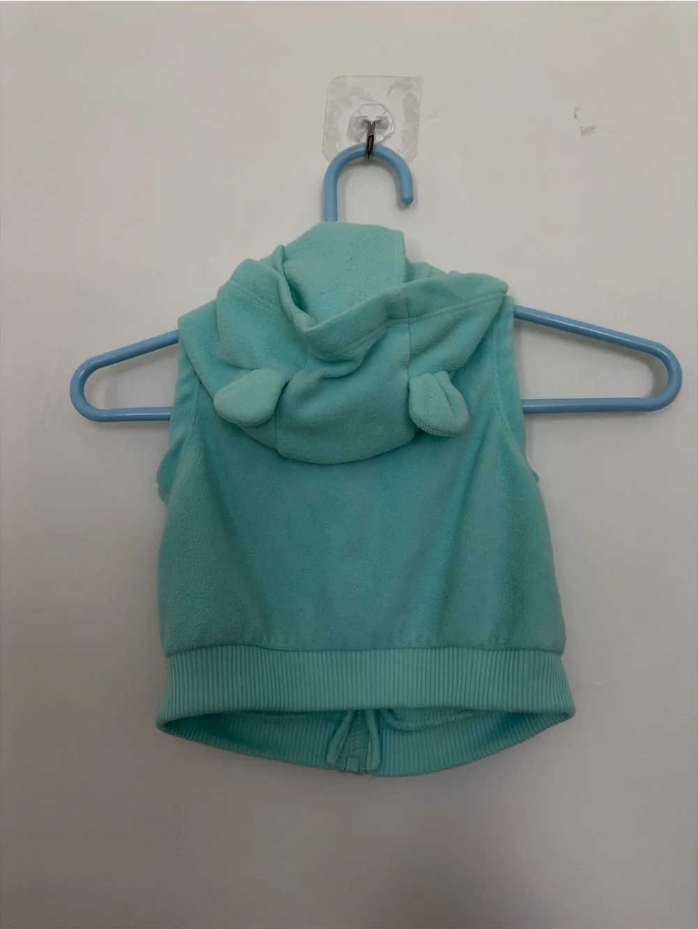 Carters 3 Months Baby Blue Comfy Hooded Bear Sleeveless Zippered Vest